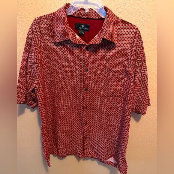 Toscano red and white patterned silk top - Picture 1 of 8